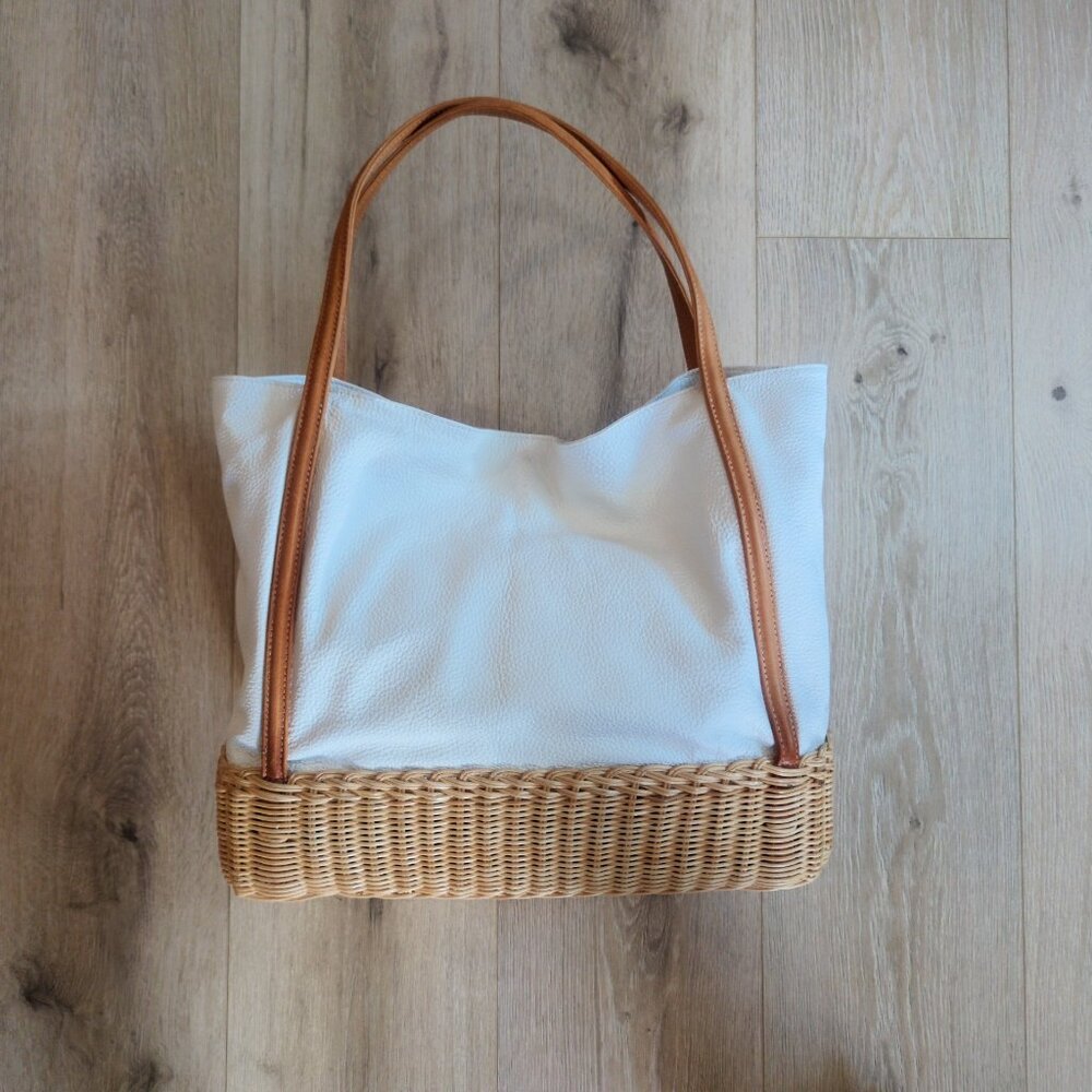 MAJO Shopper Leather Wicker Tote Bag